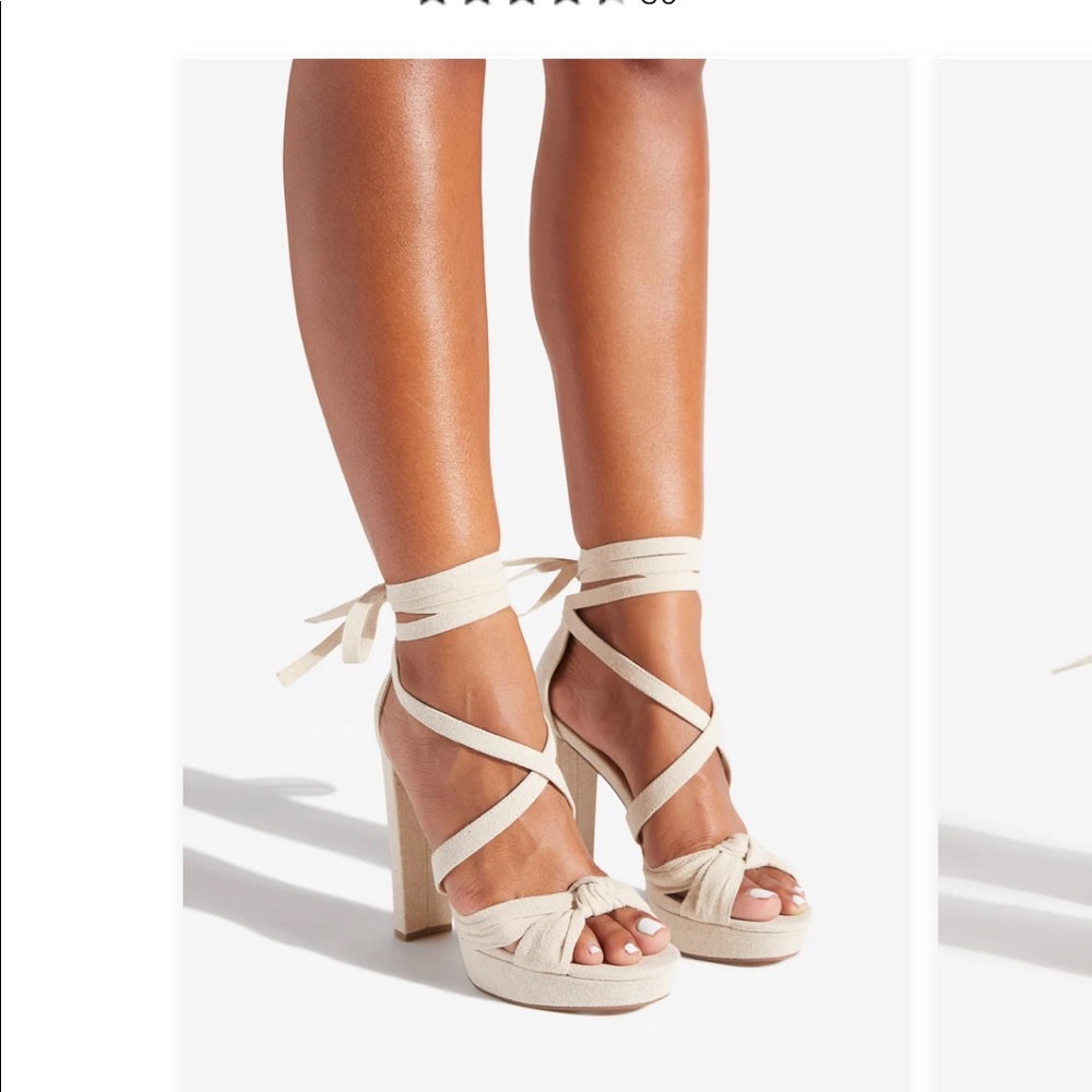 Shoe Dazzle Cream Lace-Up Platform Heels